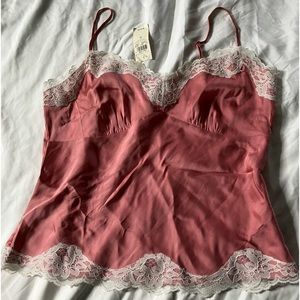 Vintage pink lace cami tank top